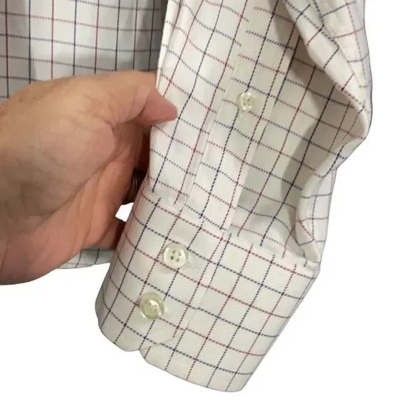 Curtis Brandon Ivory Red Blue Check Long Sleeve Button Front Men’s Shirt Sz XXL - Picture 5 of 8